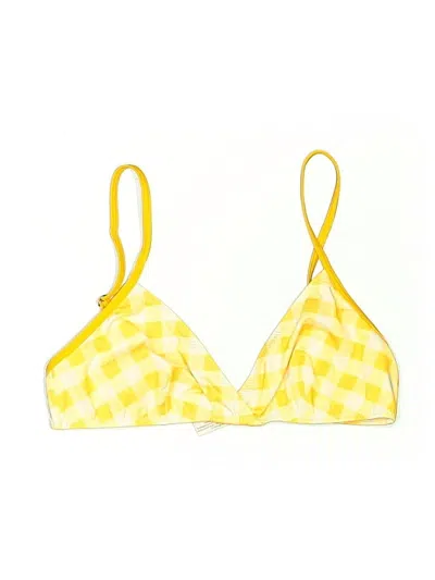 Pre-owned Solid & Striped Swimsuit Top Yellow Checkered/gingham Pattern Swimwear