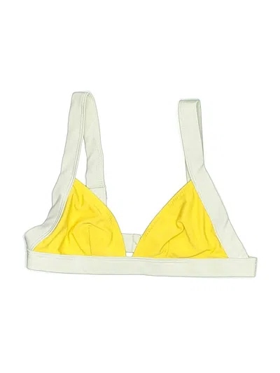 Pre-owned Solid & Striped Swimsuit Top Yellow Color Block Pattern Swimwear