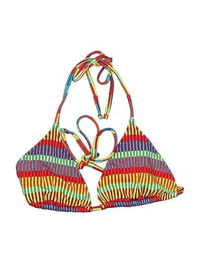 Pre-owned Solid & Striped Swimsuit Top Yellow Print Pattern Swimwear