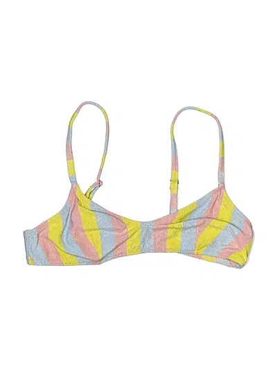Pre-owned Solid & Striped Swimsuit Top Yellow Swimwear