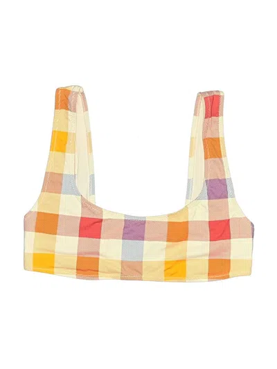 Pre-owned Solid & Striped Swimsuit Top Yellow Swimwear