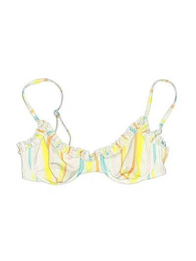 Pre-owned Solid & Striped Swimsuit Top Yellow Swimwear