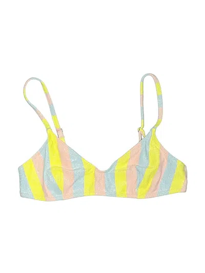 Pre-owned Solid & Striped Swimsuit Top Yellow Swimwear
