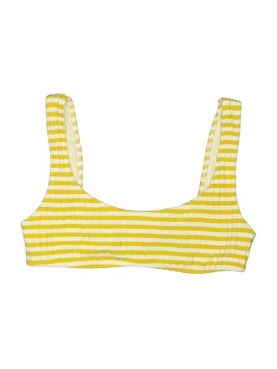 Pre-owned Solid & Striped Swimsuit Top Yellow Swimwear
