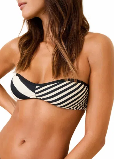 SOLID & STRIPED TATI BANDEAU TOP IN BLACK/WHITE