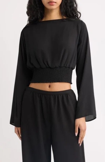 Solid & Striped The Ace Smocked Top In Black
