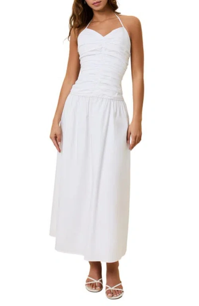 Solid & Striped The Adina Ruched Halter Maxi Dress In White