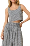 Solid & Striped Anise Scoop Neck Crop Top In Noir Gingham In Black