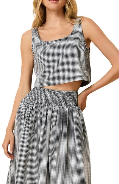 Solid & Striped The Anise Seersucker Crop Tank In Black