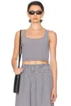 Solid & Striped Anise Scoop Neck Crop Top In Noir Gingham