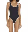 Solid & Striped The Anne Marie Ribbed Once Piece In Blackout In Black
