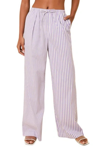 Solid & Striped The Ashling Stripe Pleated Cover-up Pants In Purple