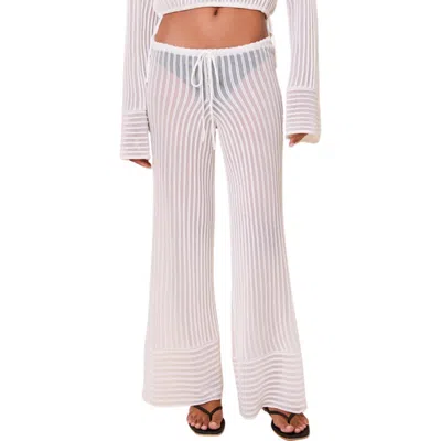 Solid & Striped The Athena Sheer Stripe Wide Leg Cover-up Pants In White