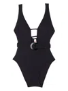 Solid & Striped The Beatrice Belted Keyhole Swimsuit In Black
