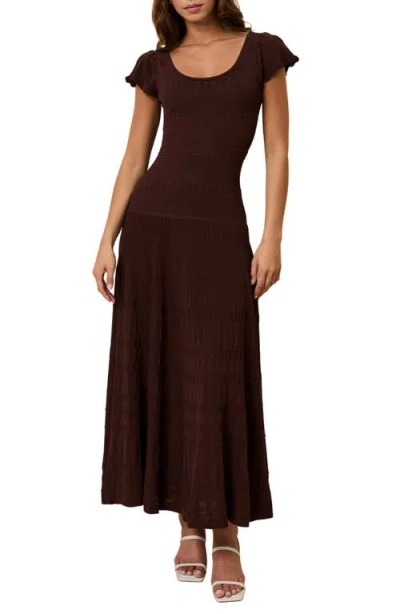 Solid & Striped The Belle Rib Knit Fit & Flare Midi Dress In Brown