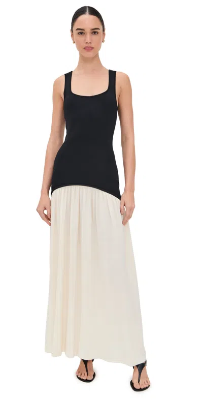 Solid & Striped The Camila Dress Noir/brule In Black