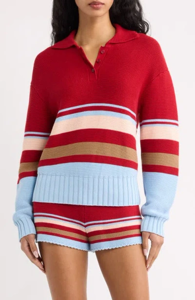 Solid & Striped The Cleo Striped Cotton Sweater In Red