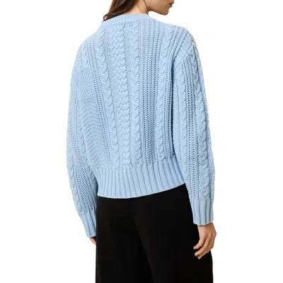 Solid & Striped The Cora Mixed Cable Cotton Blend Shrunken Sweater In Blue