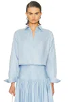 Solid & Striped The Cropped Avril Button-up Shirt In Blue