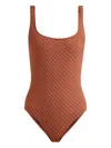 Solid & Striped The Daisy Textured Swimsuit In Brown