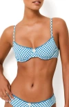Solid & Striped The Daphne Bikini Top In Cosmic Blue Gingham In Blue