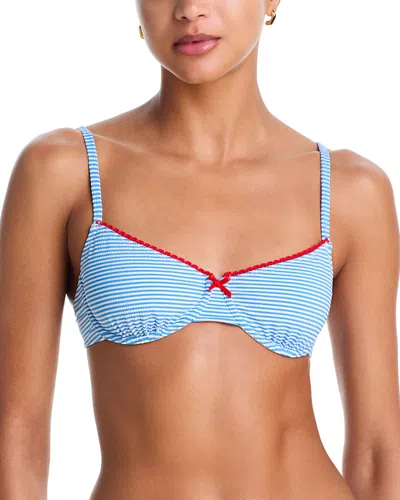 Solid & Striped The Daphne Bikini Top In Blue