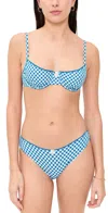 Solid & Striped The Daphne Bikini Top In Cosmic Blue Gingham In Black