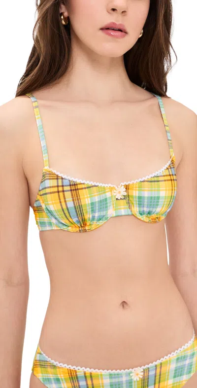 Solid & Striped The Daphne Bikini Top Multi Plaid