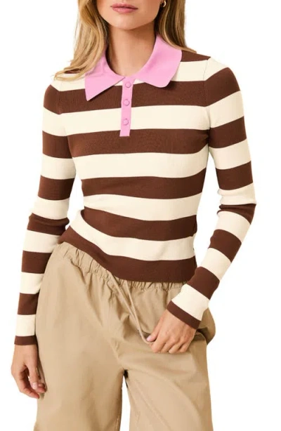 Solid & Striped The Debra Rubgy Stripe Top In Brown