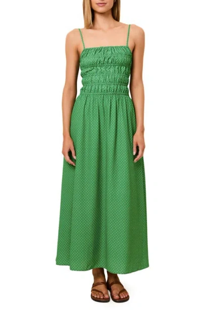 Solid & Striped The Delta Swiss Dot Open Back Maxi Sundress In Green