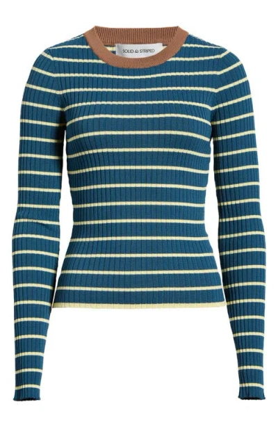 Solid & Striped The Dora Long Sleeve Ribbed Top In Blue