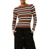 Solid & Striped The Dora Rib Stripe Top In Brown