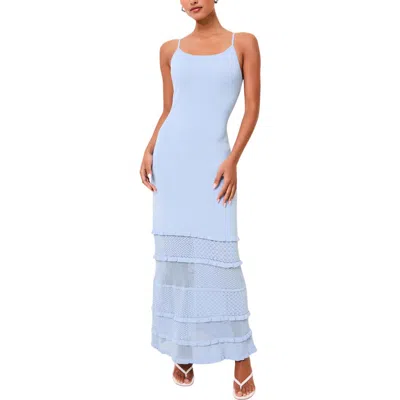 Solid & Striped The Gabrielle Open Stitch Sleeveless Maxi Dress In Blue