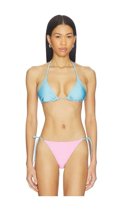 Solid & Striped The Ines Reversible Triangle Bikini Top In Blue