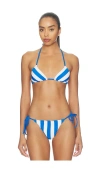 Solid & Striped The Iris Reversible Bikini Top In Blue