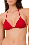 Solid & Striped The Iris Reversible Halter Triangle Bikini Top In Red