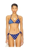 Solid & Striped The Iris Triangle Bikini Top In Blue
