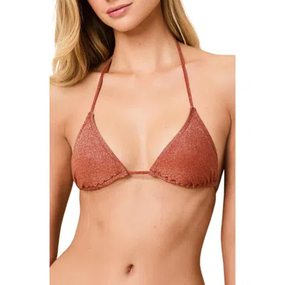 Solid & Striped The Iris Triangle Bikini Top In Brown
