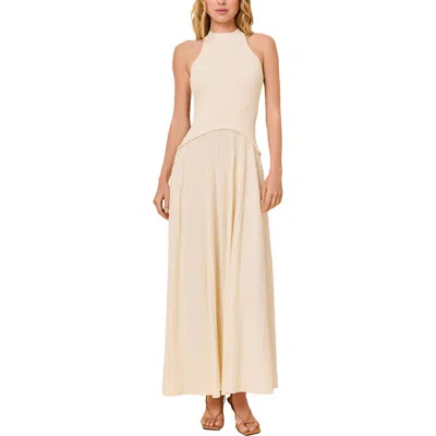 Solid & Striped The Isola Ribbed Drop Waist Maxi Dress In Neutral