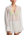 Solid & Striped Jaclyn Long Sleeve Sheer Cover-up Tunic In White