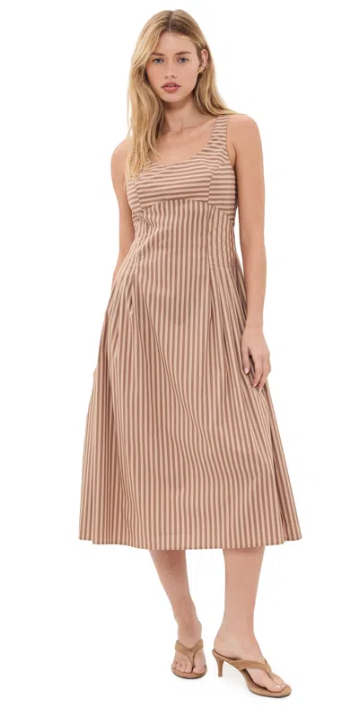 Solid & Striped The Josie Dress Walnut Wood/camel Stripe