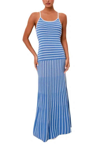 Solid & Striped The Lottie Stripe Sleeveless Knit Maxi Dress In Blue