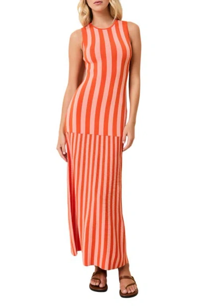Solid & Striped The Lucerne Mixed Stripe Knit Dress In Orange