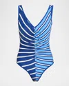 Solid & Striped The Lucia Striped One-piece Swimsuit In Blue