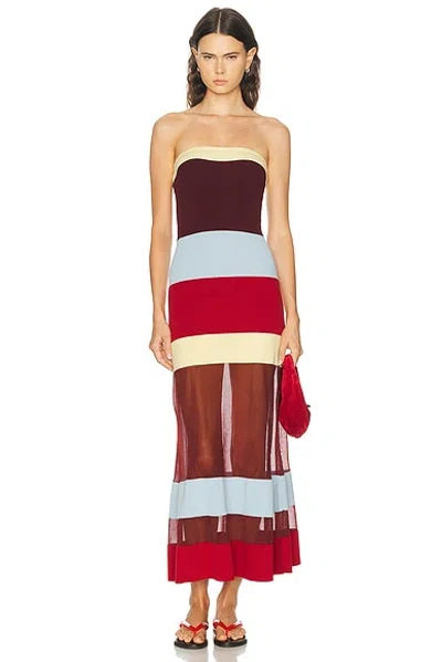 Solid & Striped The Nola Dress In Cranberry  Sangria  Danish Butter  & Nor