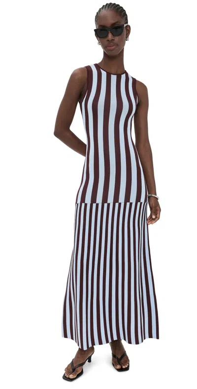 SOLID & STRIPED THE PETRA DRESS TWILIGHT/RAISIN BROWN
