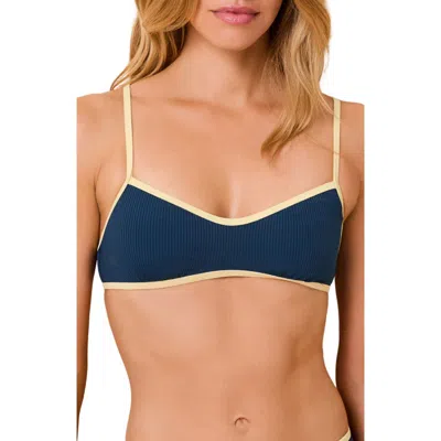 Solid & Striped The Rachel Ribbed Bikini Top In Blue