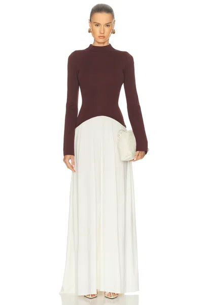 Solid & Striped The Soglio Long Sleeve Maxi Swetter Dress In Brown