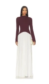 Solid & Striped The Soglio Long Sleeve Maxi Swetter Dress In Burgundy