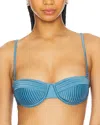 Solid & Striped Solene Pleated Underwire Bikini Top In Blue